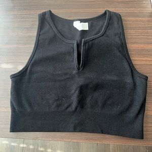90 degrees by reflex black seamless raya crop tank top notched v neck size large